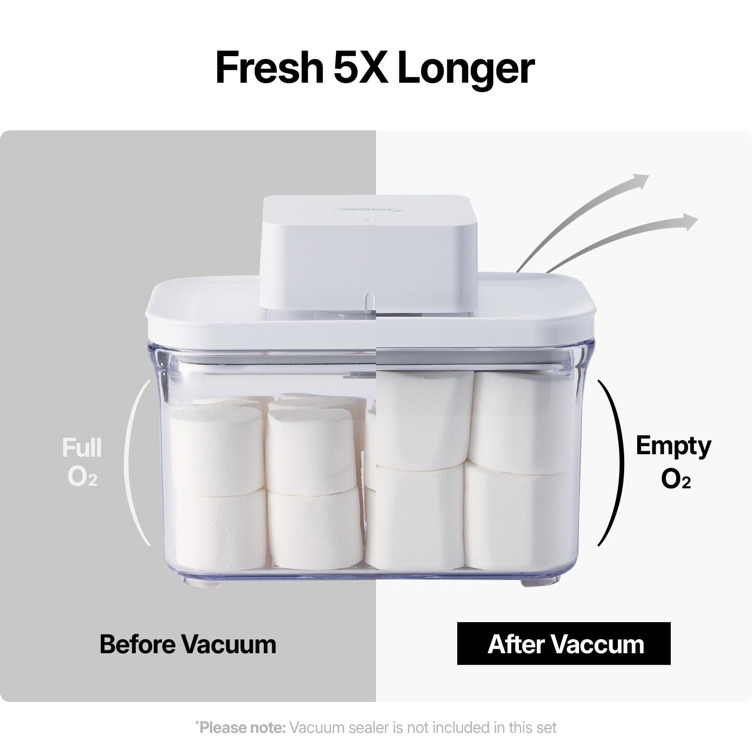 VAKUEN Premium Airtight Food Storage Containers, 4 Piece Set, Intelligent One Click Seal Lid, No Hinges, Patented Double Silicone Lining, 100% Leak-Proof, BPA-Free 