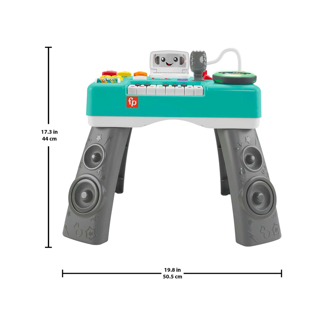 FISHER-PRICE HXG09 Lernspaß DJ-Spieltisch – Musikalisches Lernspielzeug mit 3 Klavierspielmodi, Lichtern, 12 Motorikaktivitäten und über 100 Liedern und Tönen, spricht Deutsch, ab 6 Monaten / 1 Jahr