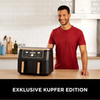 Ninja Dual Zone Digital Air Fryer, 2 Schubladen, 6-in-1, Heißluftfritteuse, 9,5 l, Heißluftfritteuse, Max Crisp, Braten, Backen, Aufwärmen, spülmaschinenfeste Körbe, Stein/Gold DZ400EUSTGD