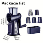 1 Stück iWhale Hochleistungs-5-in-1-Käsereibe, Gemüseschneider, Nussmühle mit rutschfester Basis – Mehrzweck-Küchengerät für Käse, Karotten, Zucchini, Knoblauch – platzsparender Organizer auf der Arbeitsplatte, Essenszubereitung