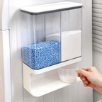 Wandmontierter DIY-Waschmittelspender – Transparenter Behälter mit zwei Kammern, geeignet für Duftperlen, Fleckenentferner und Tierfutter – Platzsparende, hochwertige Kunststoff-Aufbewahrungsbox, einfache Montage, für moderne Waschküchen