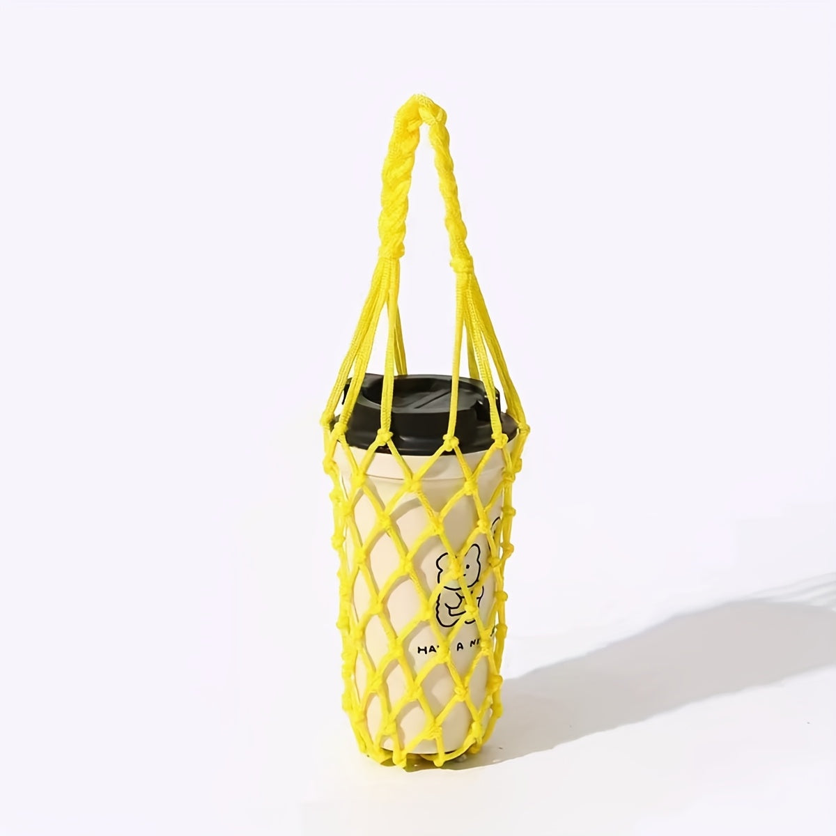 1pc Hand-Woven Net Bag, Water Cup, Drink Coffee Portable Bag, Reusable, Hand-Held Water Kettle Bag, Drink Bag, Decorative Net Bag, Storage Decorative Bag, Suitable for Giving Gifts to Friends, Relatives, Classmate