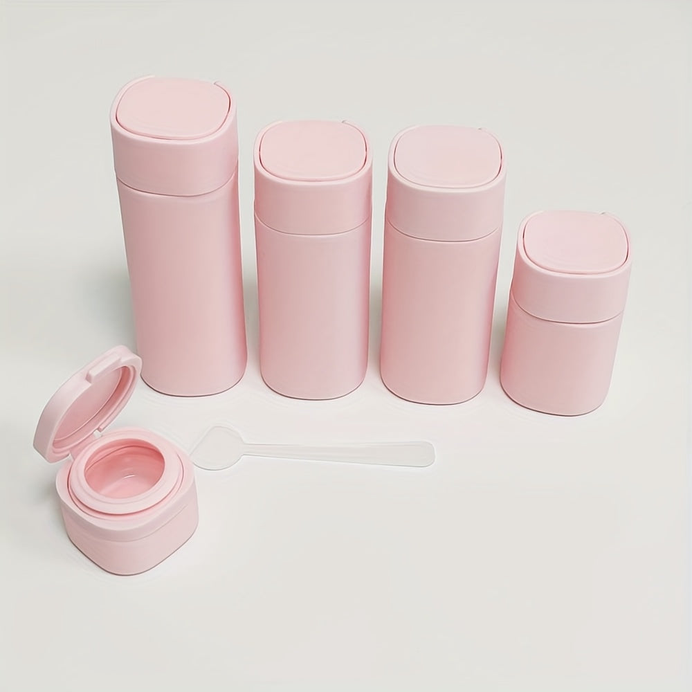 5-teiliges Reiseflaschen-Set mit Löffel und Etikettenaufklebern für Shampoo, Spülung, Lotion und Reinigungsmittel – Unverzichtbar für Fitnessstudio und Reisen