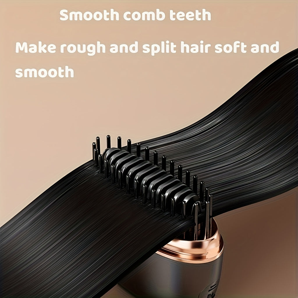 Mini-Haarglätterkamm ohne Kabel für Ponys – tragbar, wiederaufladbar über USB, Ein-Knopf-Bedienung, maximale Temperatur 200 °C/392 °F, ideal zum Stylen von kurzem Haar, Styling-Haar-Accessoire