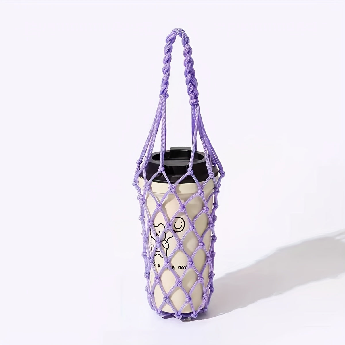 1pc Hand-Woven Net Bag, Water Cup, Drink Coffee Portable Bag, Reusable, Hand-Held Water Kettle Bag, Drink Bag, Decorative Net Bag, Storage Decorative Bag, Suitable for Giving Gifts to Friends, Relatives, Classmate