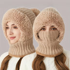 3-in-1 Wintermütze aus Fleece für Damen: Mütze, Gesichtsmaske und Halswärmer in einem – weiches Plüschfutter mit Ohrenklappen, elastischer Bund, ideal zum Skifahren, Radfahren und für Outdoor-Aktivitäten. Handwaschbar und kompakt zu verstauen.