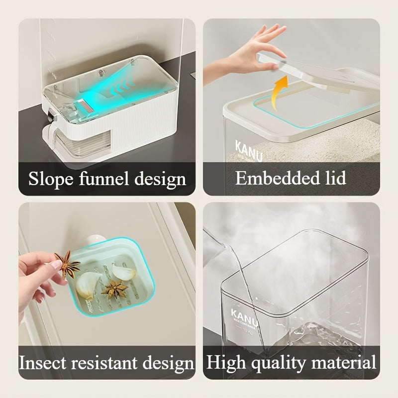 Großer, luftdichter Lebensmittelbehälter, Reisspender mit Messbecher, 11,34 kg Lebensmittelbehälter, feuchtigkeitsbeständiger, luftdichter Reisbehälter für den Haushalt, Reistank, Mehlbehälter