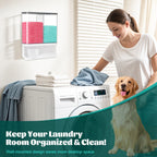 Wandmontierter DIY-Waschmittelspender – Transparenter Behälter mit zwei Kammern, geeignet für Duftperlen, Fleckenentferner und Tierfutter – Platzsparende, hochwertige Kunststoff-Aufbewahrungsbox, einfache Montage, für moderne Waschküchen