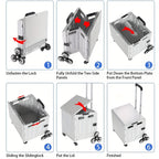 Heavy-Duty Foldable Utility Cart with 4 Rotating Wheels & Telescoping Handle - Collapsible Portable Rolling Crate Handcart, Durable Plastic/Metal Construction for Travel, Shopping, Office, Teachers, Luggage Storage, Office Or