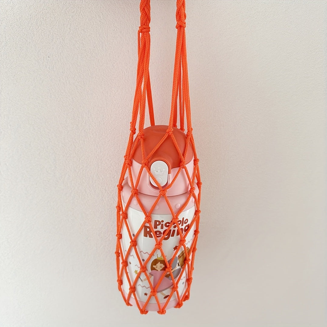 1pc Hand-Woven Net Bag, Water Cup, Drink Coffee Portable Bag, Reusable, Hand-Held Water Kettle Bag, Drink Bag, Decorative Net Bag, Storage Decorative Bag, Suitable for Giving Gifts to Friends, Relatives, Classmate