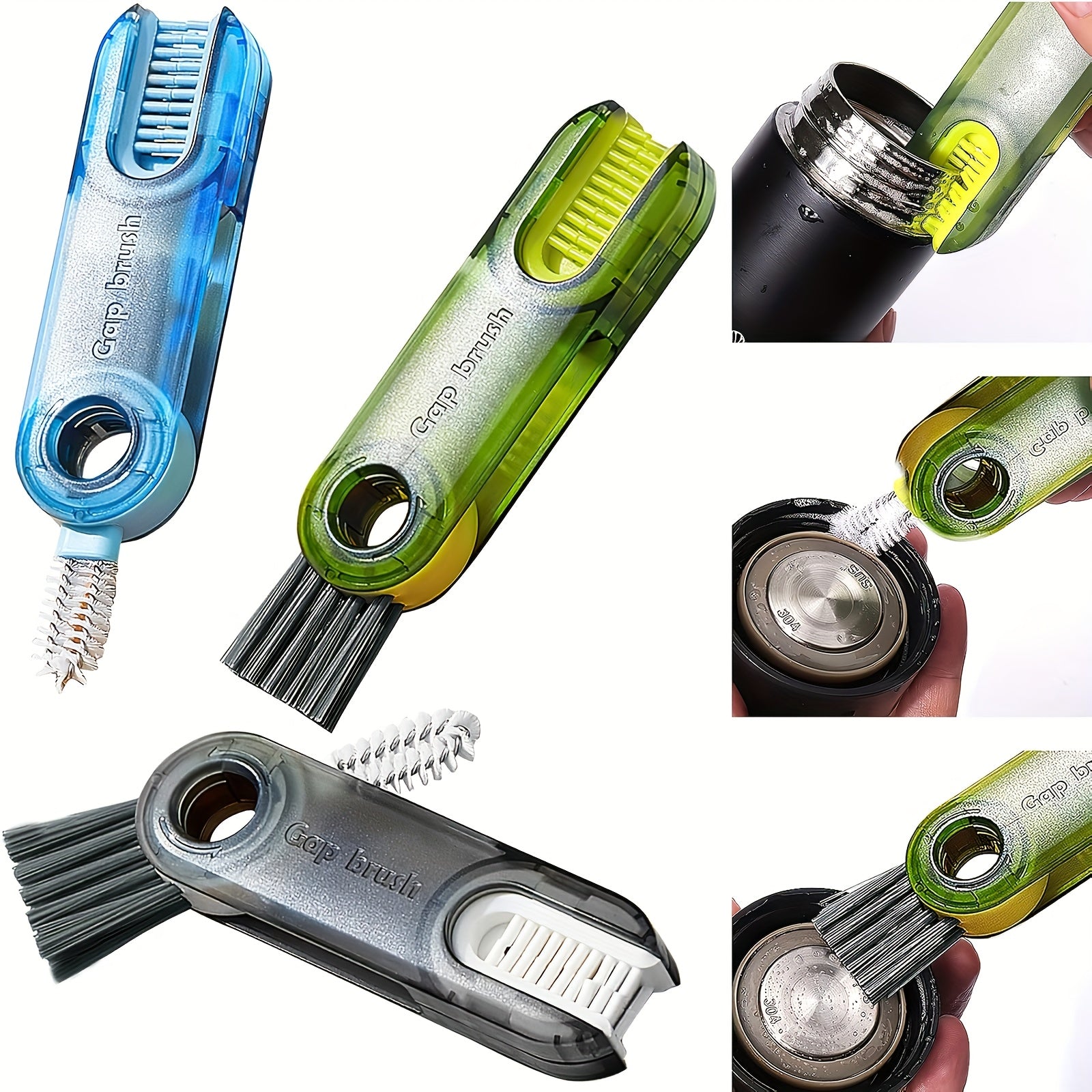 3-in-1 Mehrzweck-Flaschenreinigungsbürste – Tragbar, robust für Glas und mehr, ideal für Küche, Reinigung, vielseitig einsetzbar, auch als Becherdeckel oder Wasserflaschenreiniger geeignet.