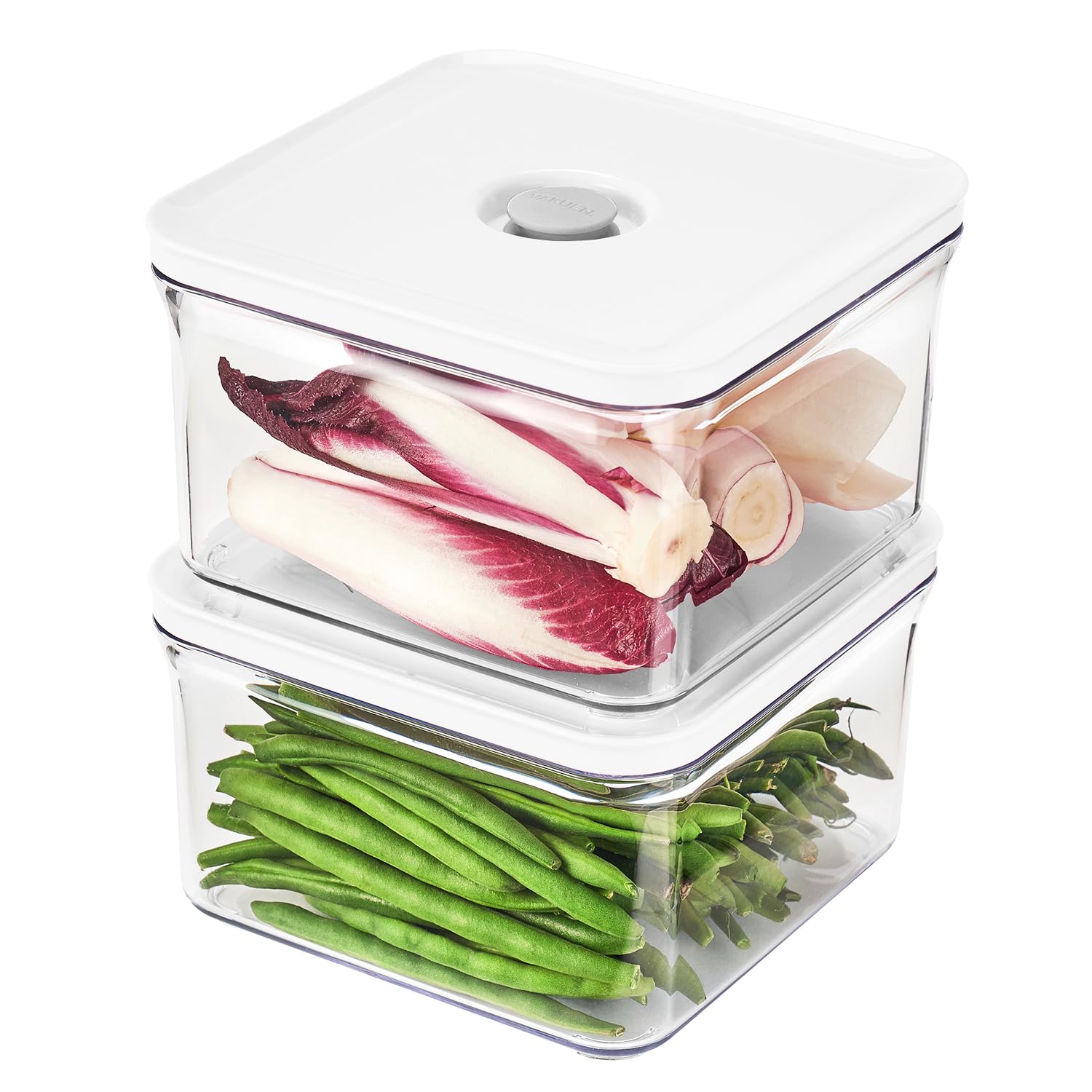 VAKUEN Premium Airtight Food Storage Containers, 4 Piece Set, Intelligent One Click Seal Lid, No Hinges, Patented Double Silicone Lining, 100% Leak-Proof, BPA-Free 