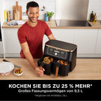 Ninja Dual Zone Digital Air Fryer, 2 Schubladen, 6-in-1, Heißluftfritteuse, 9,5 l, Heißluftfritteuse, Max Crisp, Braten, Backen, Aufwärmen, spülmaschinenfeste Körbe, Stein/Gold DZ400EUSTGD