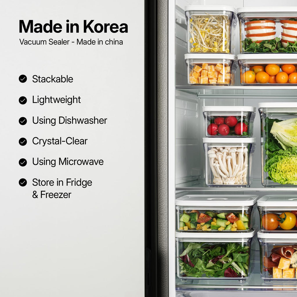 VAKUEN Premium Airtight Food Storage Containers, 4 Piece Set, Intelligent One Click Seal Lid, No Hinges, Patented Double Silicone Lining, 100% Leak-Proof, BPA-Free 