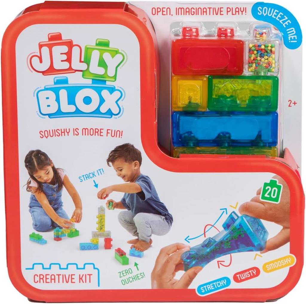 Jelly Blox – Kreativset, Bauspielzeug ab 2 Jahren, mit 20 Sinnesbausteinen, Konstruktionsspielzeug für Kinder, Sinnesspiel mit bunten Kacheln