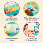 Land of B. Nilpferd-Spielzeug-Keyboard mit Lichtern und Liedern, Klavier, Musikspielzeug, Musikinstrument zum Klavierspielen für Babys und Kinder ab 1 Jahr