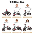 Laufrad mit Schiebestange für Kinder 18 Monate – 5 Jahre, 6 in 1 Kinderfahrrad mit Stützrädern & Pedalen, Laufrad für Jungen und Mädchen mit Bremsen & Ständer