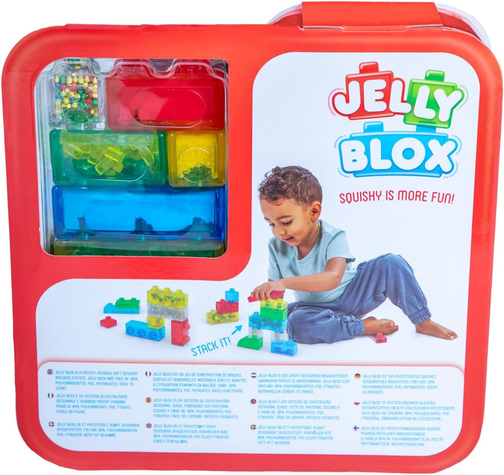 Jelly Blox – Kreativset, Bauspielzeug ab 2 Jahren, mit 20 Sinnesbausteinen, Konstruktionsspielzeug für Kinder, Sinnesspiel mit bunten Kacheln