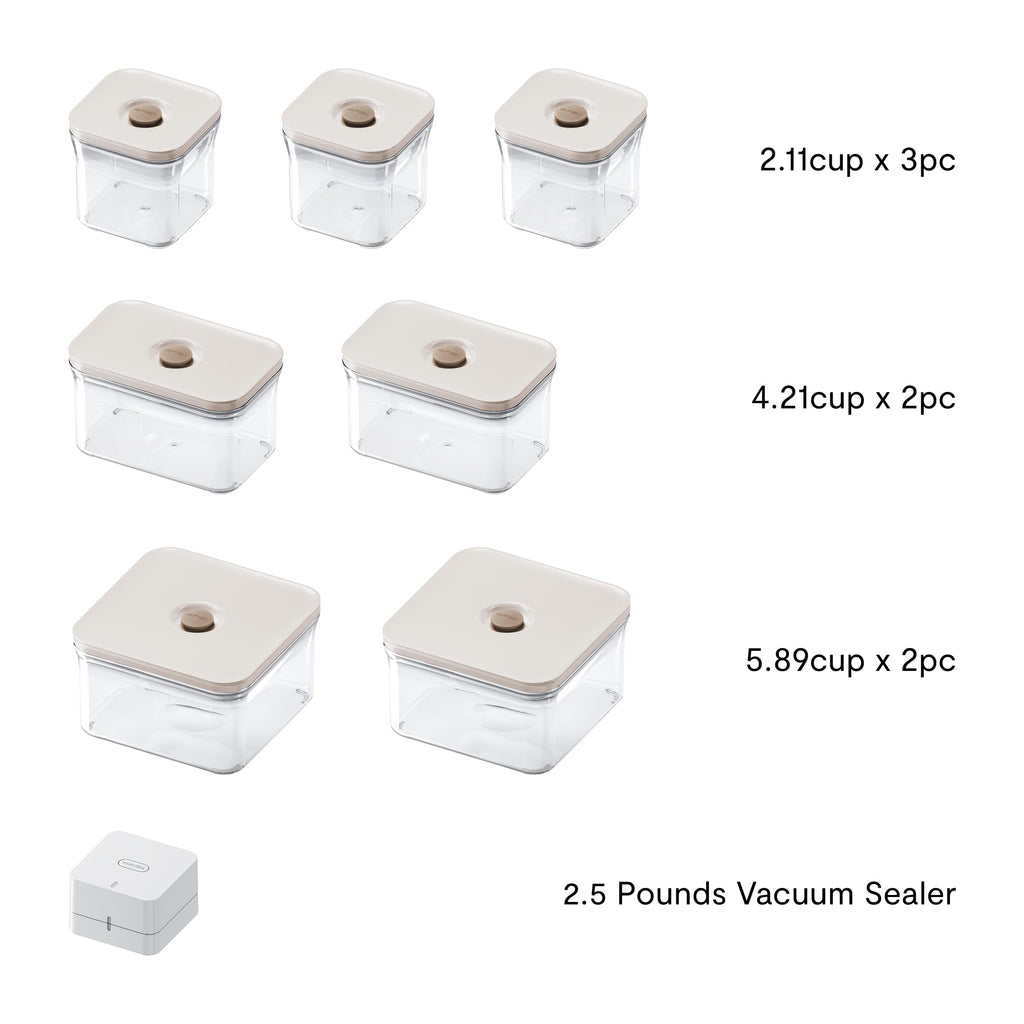 VAKUEN Premium Airtight Food Storage Containers, 4 Piece Set, Intelligent One Click Seal Lid, No Hinges, Patented Double Silicone Lining, 100% Leak-Proof, BPA-Free 