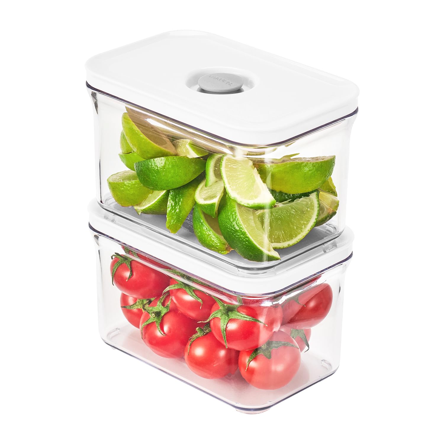 VAKUEN Premium Airtight Food Storage Containers, 4 Piece Set, Intelligent One Click Seal Lid, No Hinges, Patented Double Silicone Lining, 100% Leak-Proof, BPA-Free 