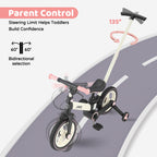 Laufrad mit Schiebestange für Kinder 18 Monate – 5 Jahre, 6 in 1 Kinderfahrrad mit Stützrädern & Pedalen, Laufrad für Jungen und Mädchen mit Bremsen & Ständer