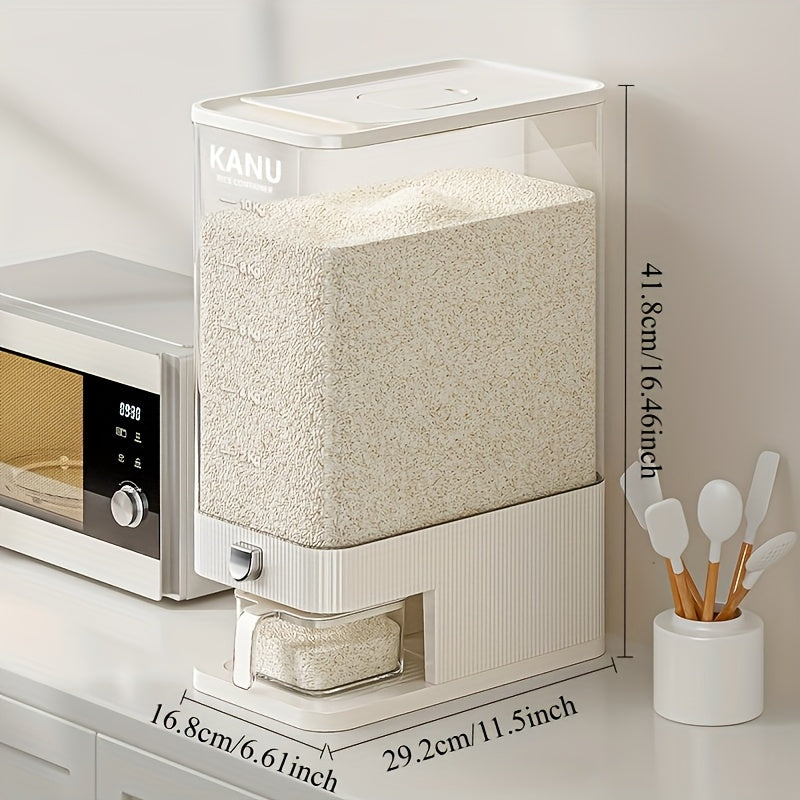 Großer, luftdichter Lebensmittelbehälter, Reisspender mit Messbecher, 11,34 kg Lebensmittelbehälter, feuchtigkeitsbeständiger, luftdichter Reisbehälter für den Haushalt, Reistank, Mehlbehälter