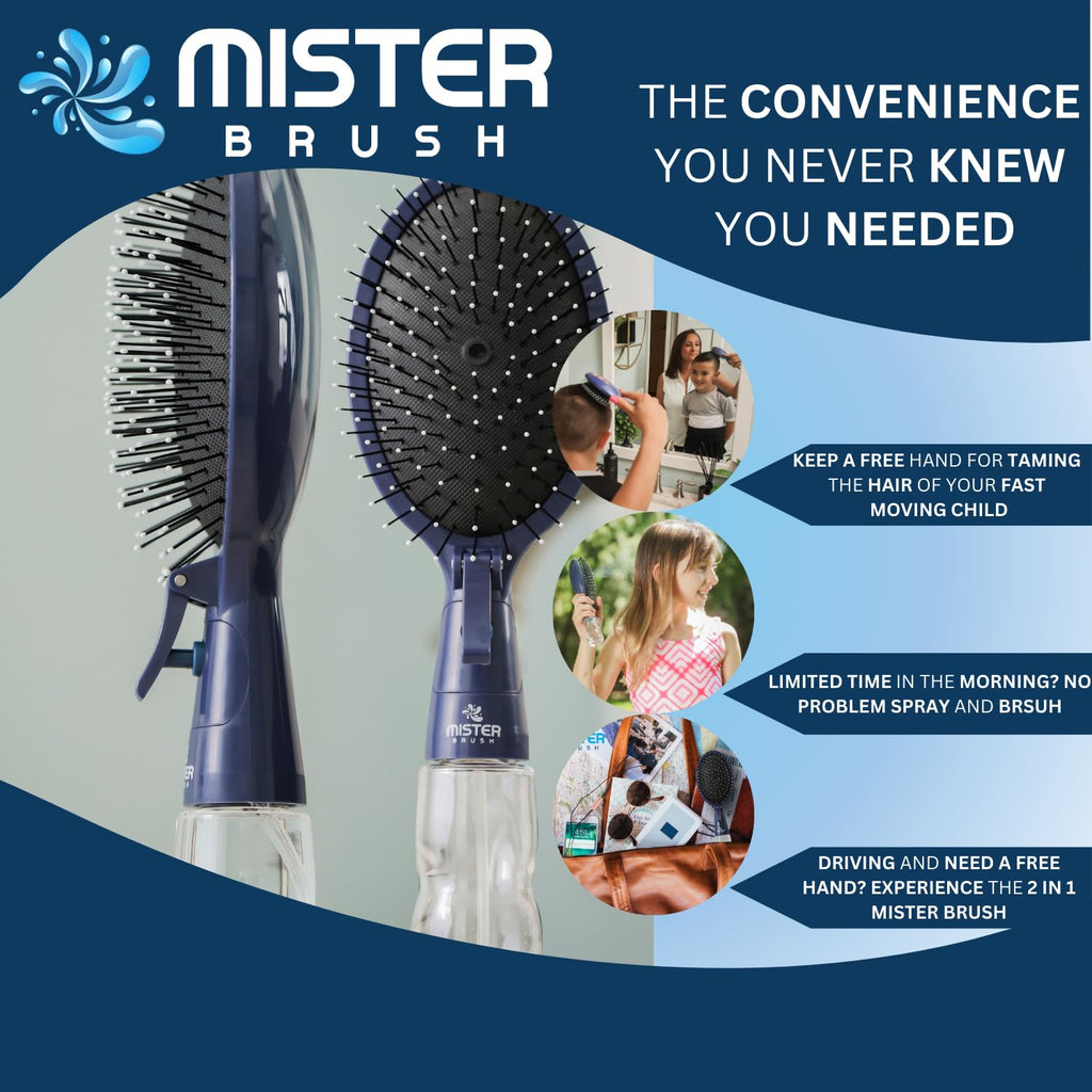 2-in-1-Haarbürsten-Zerstäuber – Innovatives Haarspray- und Bürstenwerkzeug für das Styling von nassem und trockenem Haar – Verwicklungsfreie Borsten, praktischer Wasserbehälter, einfach zu verwenden (Weiß)