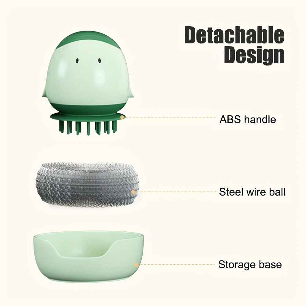 1er-Packung grüne, wiederverwendbare Hühnerstallbürste mit niedlichem Cartoon-Design – Robuster Küchenschwamm aus Kunststoff zur Reinigung von Hühnerställen, Eiern und Oberflächen, tragbar und leicht zu transportieren, Hühnerstallzubehör