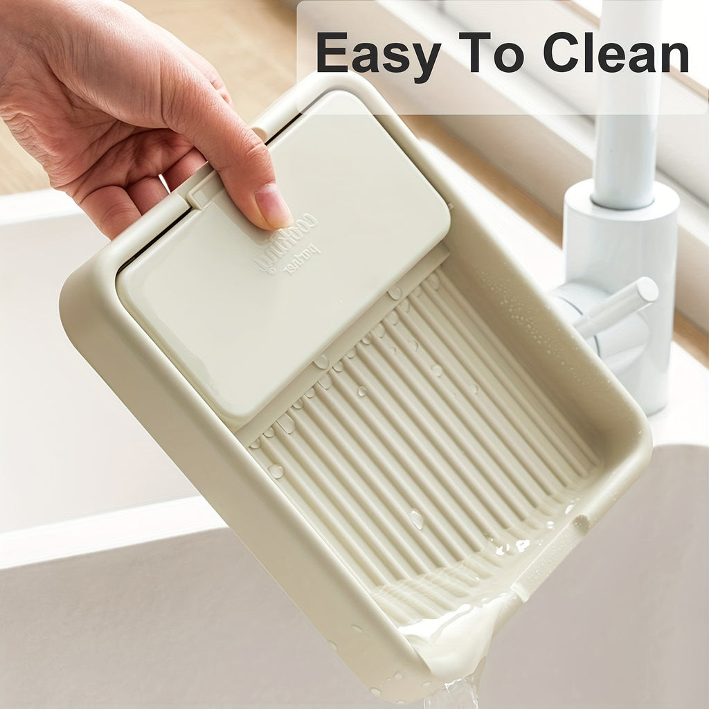 Faltbarer Deckelhalter – Praktische Deckelablage zum Kochen und Servieren – Hält Löffel und Küchenutensilien ordentlich – Geeignet für Küchenarbeitsplatte und Herd – Vielseitiges Kunststoffregal