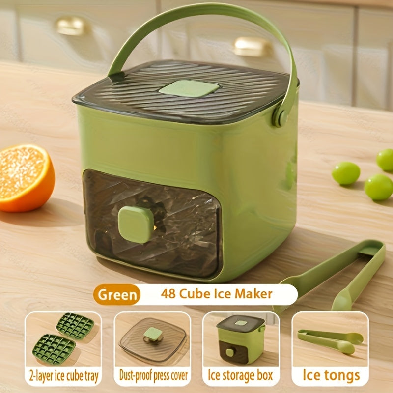 Eiswürfelformer für 48 Würfel mit leicht zu öffnendem Deckel – Großes Fassungsvermögen, doppelwandiges Design, lebensmittelechte Kunststoff-Aufbewahrungsschale für den Gefrierschrank – Ideal für Whisky und Cocktails