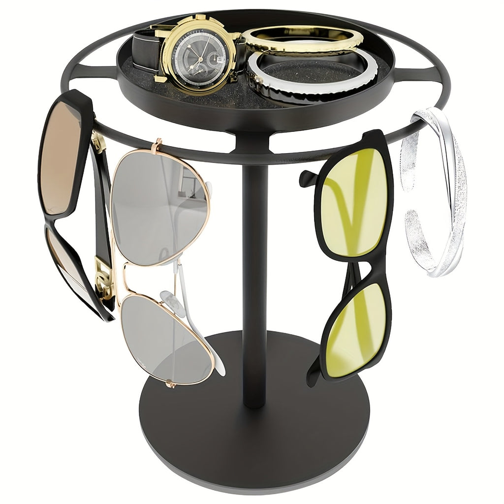 3-teiliges, vormontiertes Aufbewahrungsregal für 10 Brillen und Schmuck – Gold/Schwarz, geeignet für Brillen bis 8,89 cm Durchmesser, platzsparendng Organizer with Hooks, Tool-Free Assembly, Ideal for Home & Retail Use, Glasses Hanging Rack, Jewelry Or