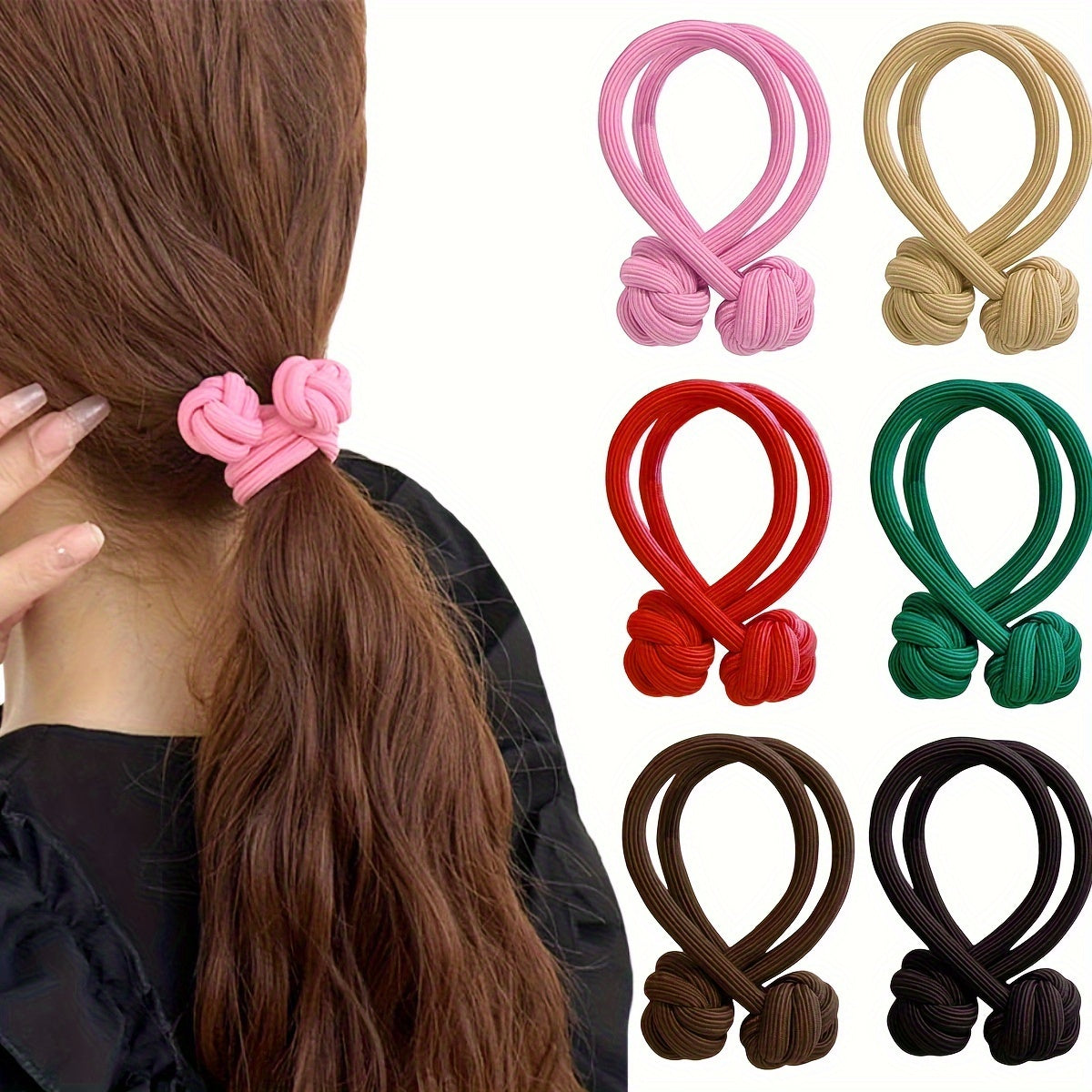 Haarband mit Knotendesign, elastisches Nylon-Haargummi für Pferdeschwänze, dickes und strapazierfähiges Haarstyling-Accessoire, schlichte Eleganz und Niedlichkeit für jeden Tag, verschiedene Farboptionen