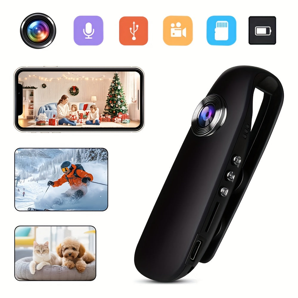 HOTU 1pc 1080P High-Definition Wearable Mini Body Cam (NO SD Card) - Rechargeable, Smartphone-Compatible, Supports Up to 128GB TF Card - Ideal for Record, Cycling, Evidence Collection, and Adventure Recording, Cycling Camera