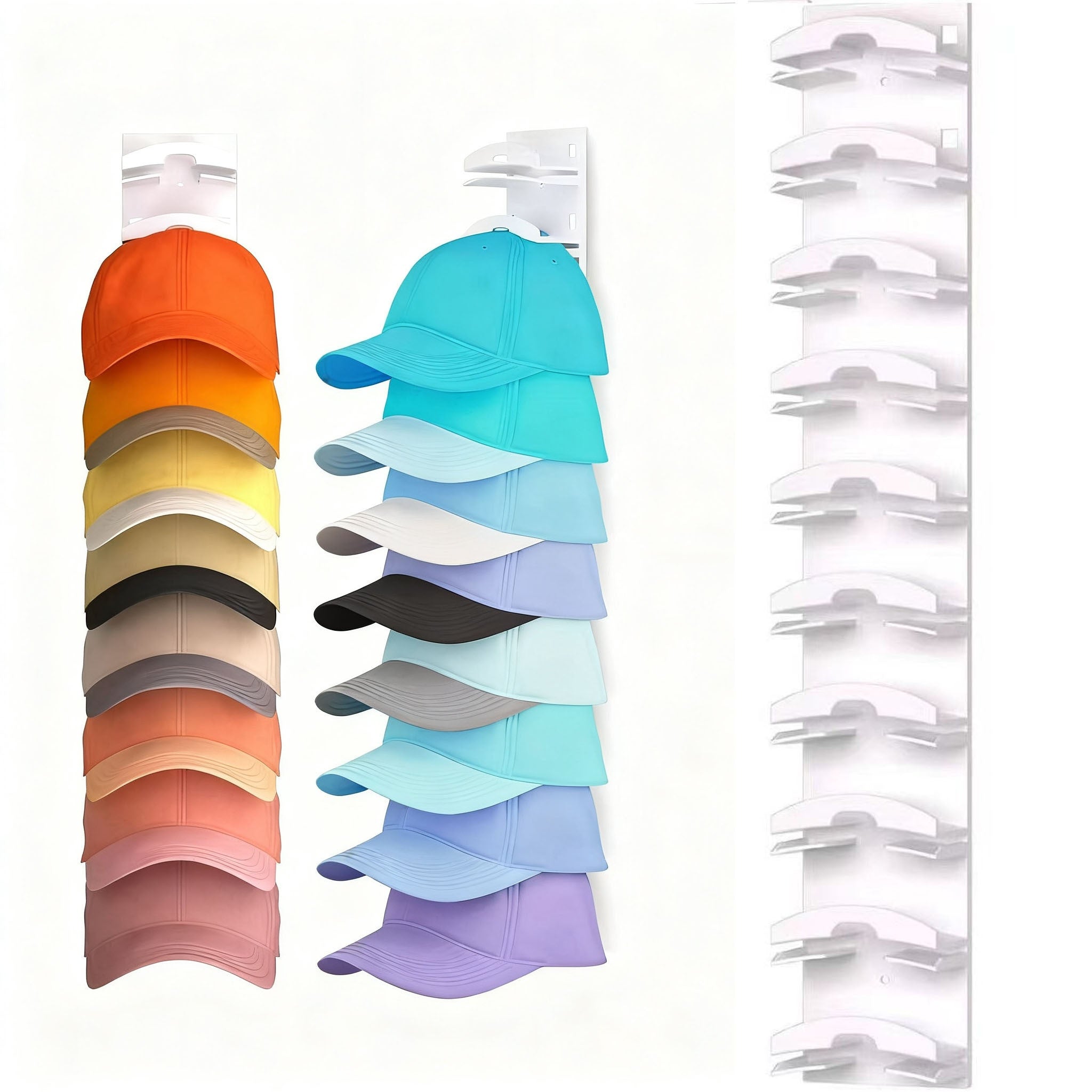 Mehrstöckiges, wandmontiertes Aufbewahrungsregal für gängige Baseballkappen