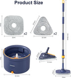 Wischmopp-Set mit Eimer, 2-in-1-Bodenwischer und Fensterwischer (132 cm) – 2-Kammer-System zur Trennung von Schmutz und Frischwasser mit 4 Mikrofaser-Wischpads für die Fenster- und Bodenreinigung