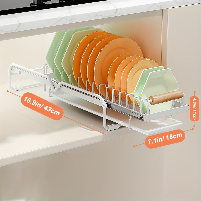 1 Stück Unterspülbecken-Organizer, ausziehbarer Geschirrtrockner mit verschiebbarer Abtropffläche, einlagiges, platzsparendes Aufbewahrungsregal, für Küchenschubladen, Schränke und Regale, Küchenorganisation und -aufbewahrung, Küchenzubehör