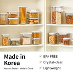 VAKUEN Premium Airtight Food Storage Containers, 4 Piece Set, Intelligent One Click Seal Lid, No Hinges, Patented Double Silicone Lining, 100% Leak-Proof, BPA-Free 