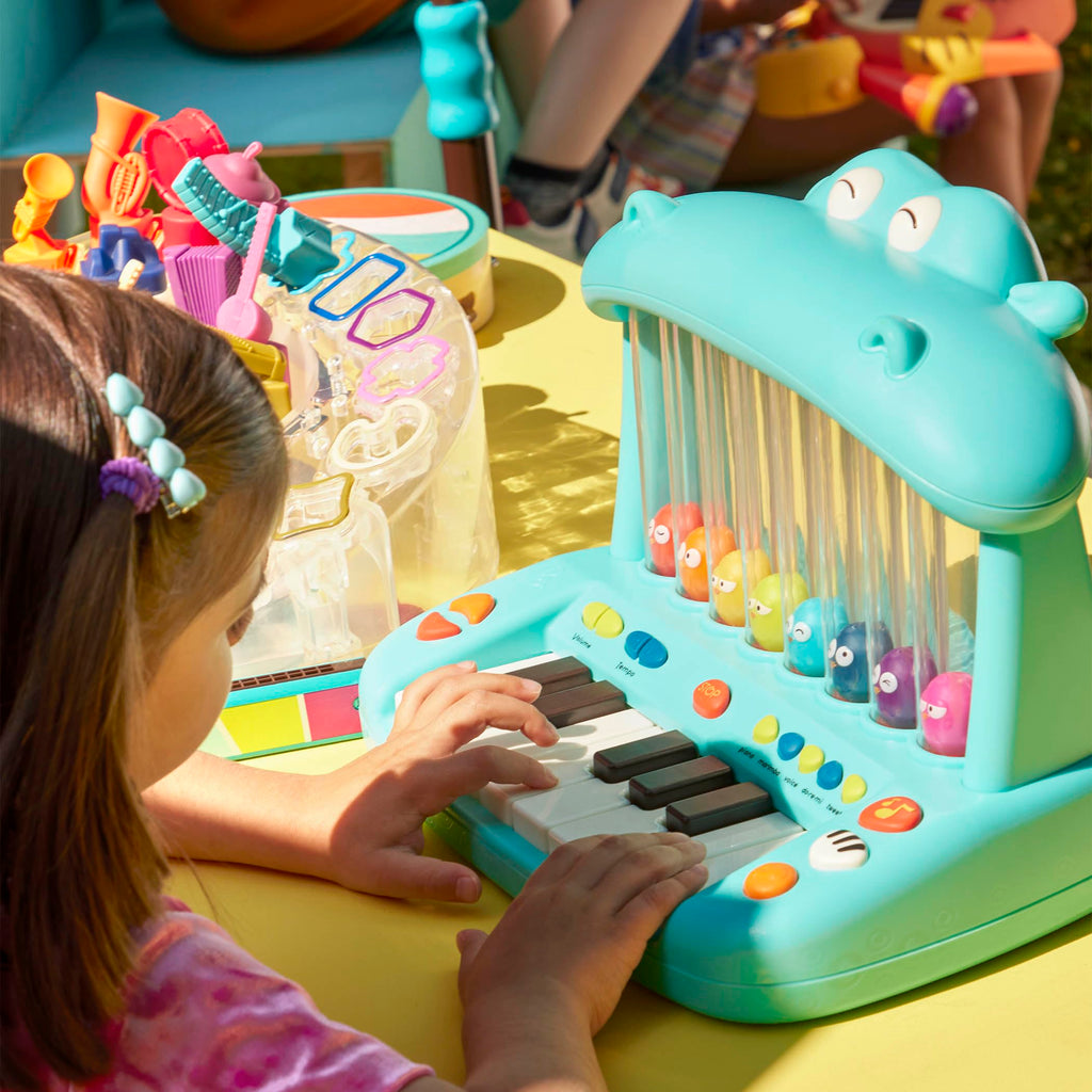 Land of B. Nilpferd-Spielzeug-Keyboard mit Lichtern und Liedern, Klavier, Musikspielzeug, Musikinstrument zum Klavierspielen für Babys und Kinder ab 1 Jahr