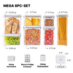 VAKUEN Premium Airtight Food Storage Containers, 4 Piece Set, Intelligent One Click Seal Lid, No Hinges, Patented Double Silicone Lining, 100% Leak-Proof, BPA-Free 