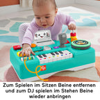 FISHER-PRICE HXG09 Lernspaß DJ-Spieltisch – Musikalisches Lernspielzeug mit 3 Klavierspielmodi, Lichtern, 12 Motorikaktivitäten und über 100 Liedern und Tönen, spricht Deutsch, ab 6 Monaten / 1 Jahr