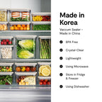 VAKUEN Premium Airtight Food Storage Containers, 4 Piece Set, Intelligent One Click Seal Lid, No Hinges, Patented Double Silicone Lining, 100% Leak-Proof, BPA-Free 