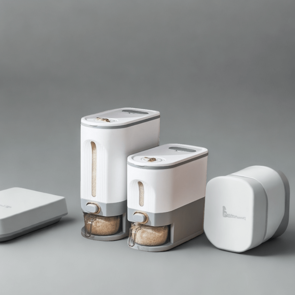 Großer Reisbehälter – 5,0/10,0 kg, feuchtigkeitsbeständig, Klappdeckel, wiederverwendbarer Kunststoff-Getreidespender für Reis, Getreide, Mehl, Tierfutter – unverzichtbarer Küchenhelfer, Organizer für Tierfutter | Transparentes Design