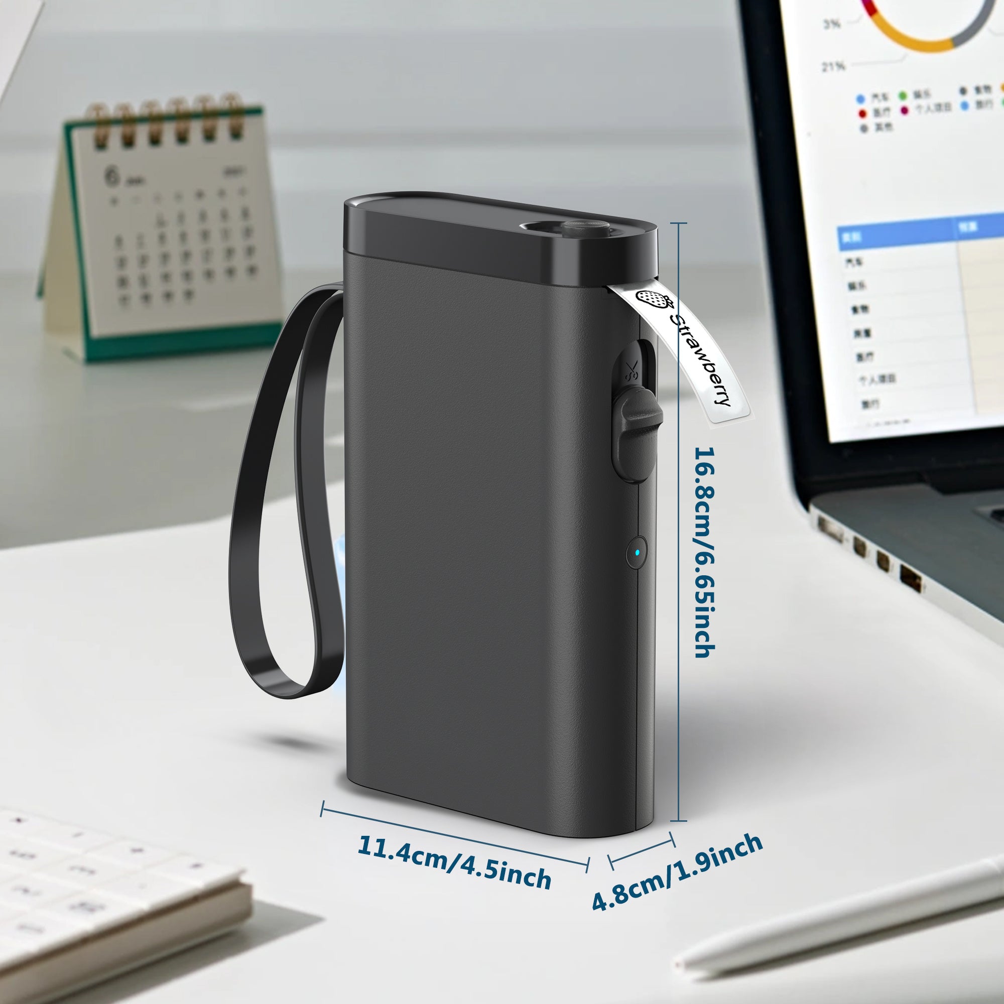 Tragbarer Mini-Thermoetikettendrucker, P21B Etikettendrucker, kabelloses Etikettiergerät, einfach zu bedienen, für Smartphones, zur Aufbewahrung und Raumorganisation, Büro und Zuhause, mehrfarbig.