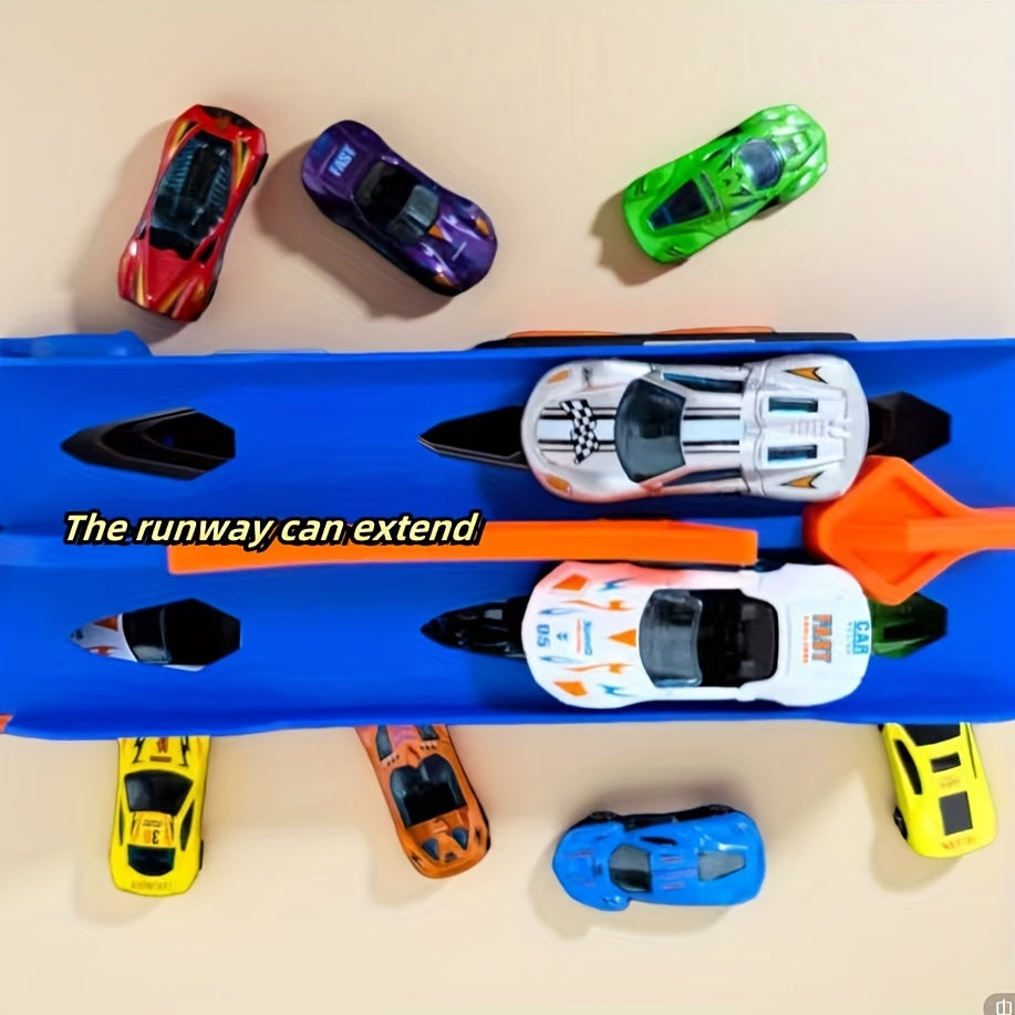 Dreiteiliger Dinosaurier-Spielzeuglaster – Sechs Miniatur-Automodelle aus Metalllegierung, interaktive Eltern-Kind-Spiele, ausziehbar zu einer Rennstrecke, perfektes Geschenk für Jungen- und Mädchengeburtstage