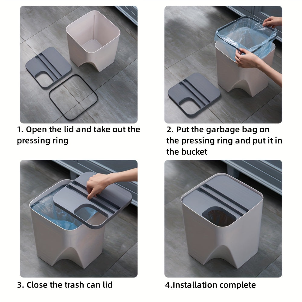 1 stapelbarer Mülleimer mit Deckel, einfacher Küchenabfalleimer, Toiletten- und Haushalts-Papierkorb aus Kunststoff für Wohnzimmer, Küche, Bad, Schlafzimmer und Büro
