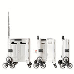 Foldable Utility Cart with Stair-Climbing Wheels, Collapsible Rolling Crate with Telescopic Handle & 360° Spinner Wheels - Durable Plastic Multi-Purpose Hand Truck for Teachers, Shopping, Moving, Storage, Moving Essentials C