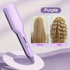 Lockenstab mit Kreppfunktion, Wellen-Lockenstab mit Kreppfunktion, Lockenstab für tiefe Wellen mit 2 Aufsätzen für Damen, geeignet für breite und tiefe Wellen, Geschenkidee für Frauen, Geburtstagsgeschenk, Muttertagsgeschenk, Pur