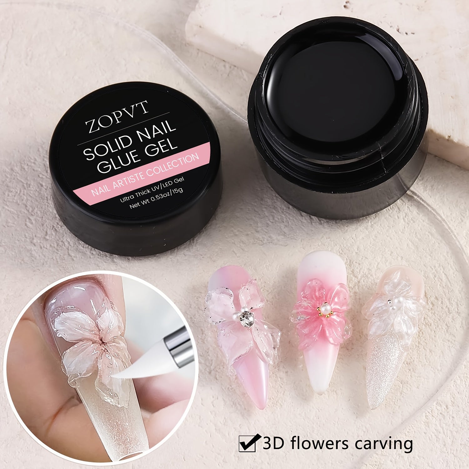 2pcs Transparent 3D Sculpting Gel Set - Non-Stick Hand Carving Gel, Suitable for Nail Art, 3D Flower Designs, and Salon Supplies, Nail Sculpting Gel, Gel Nail Kits, Nail Molding Gel, Beauty Professionals, DIY Manicure Lovers