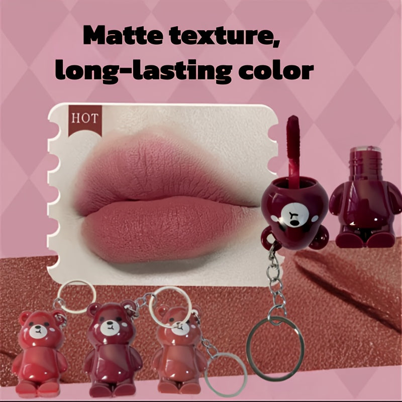 24 Schokoladenbär-Schlüsselanhänger, matter Lipgloss in 6 Farben, antihaftbeschichtete Becher, glattes und nicht klebendes Lipgloss-Display-Box-Set zum Selbermachen – die perfekte Geschenkidee für Feste