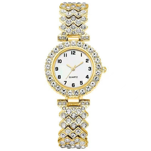 2-teiliges Luxus-Damenuhren-Set mit silbernem Armband, Quarz-Armbanduhr aus Legierung – das perfekte Geschenk für Damen.
